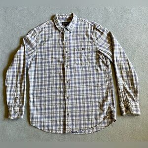 Wallin & Bros Men’s Gray Plaid Flannel Shirt Size Medium Long Sleeve Cotton